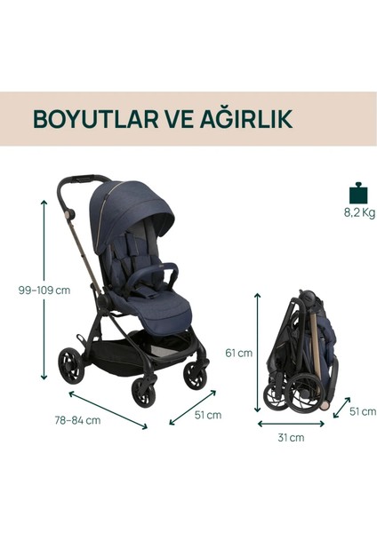 ONE4EVER Lounge Çift Yönlü Kolay Katlanabilen Travel Sistem-Seyahat Sistem Bebek Arabası Denim Shine modelleri