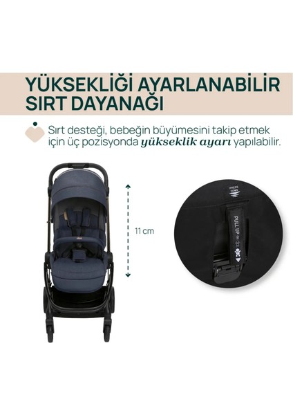 ONE4EVER Lounge Çift Yönlü Kolay Katlanabilen Travel Sistem-Seyahat Sistem Bebek Arabası Denim Shine fırsatları