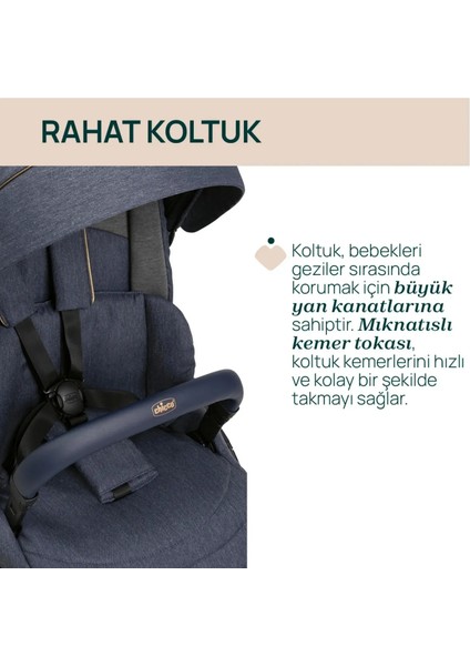 ONE4EVER Lounge Çift Yönlü Kolay Katlanabilen Travel Sistem-Seyahat Sistem Bebek Arabası Denim Shine