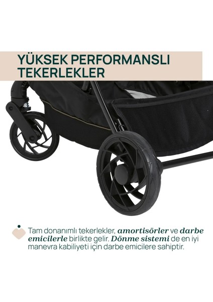 ONE4EVER Lounge Çift Yönlü Kolay Katlanabilen Travel Sistem-Seyahat Sistem Bebek Arabası Denim Shine