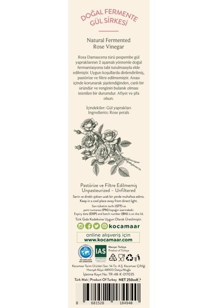 Gül Sirkesi 250 ml fiyatları