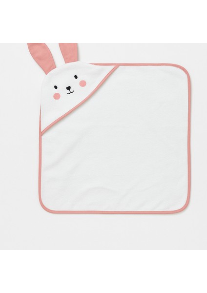 Cute Rabbit Şapkalı Bebek Havlusu 75×80 cm %100 Pamuk -Pembe