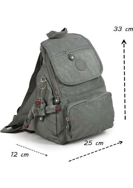 Küçük Boy Krinkıl /klinkır Su Geçirmez Uzun Askılı Çok Gözlü Günlük Kadın Sırt Çantası Gri 12-4g fiyatları