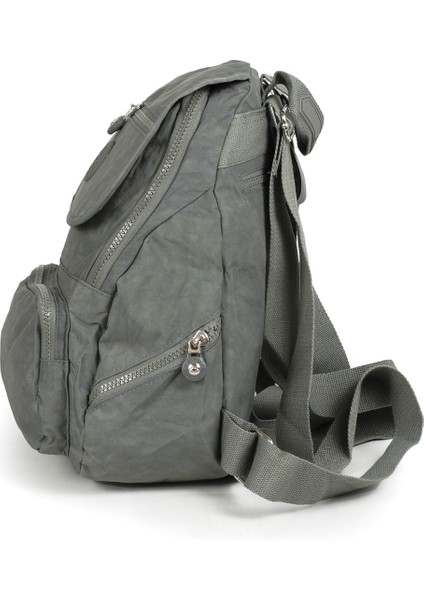 Küçük Boy Krinkıl /klinkır Su Geçirmez Uzun Askılı Çok Gözlü Günlük Kadın Sırt Çantası Gri 12-4g fırsatları