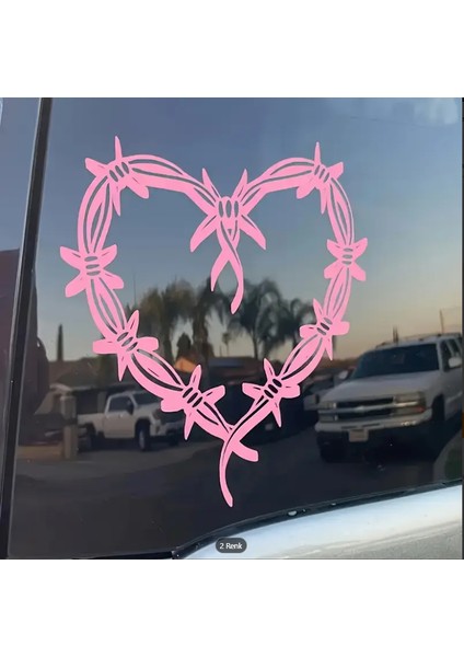 Dikenli Tel Kalp Tasarımına Sahip Dekoratif Sticker
