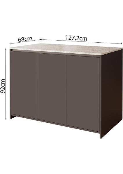 Miro G4533 3 Adet Antrasit Bar Tabureli Mutfak Adası – Antrasit Tabureli, Antrasit Gövde Carrara Üst modelleri