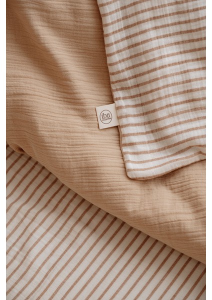 Müslin Tek Kişilik Nevresim Takımı | Line Series - Beige