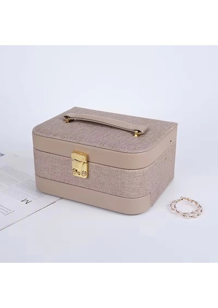 Otomatik Açılır Kapanır Kilitli 2 Çekmeceli Takı Bijuteri Mücevher Kutusu Organizer Düzenleyici Krem Ithal Ürün modelleri