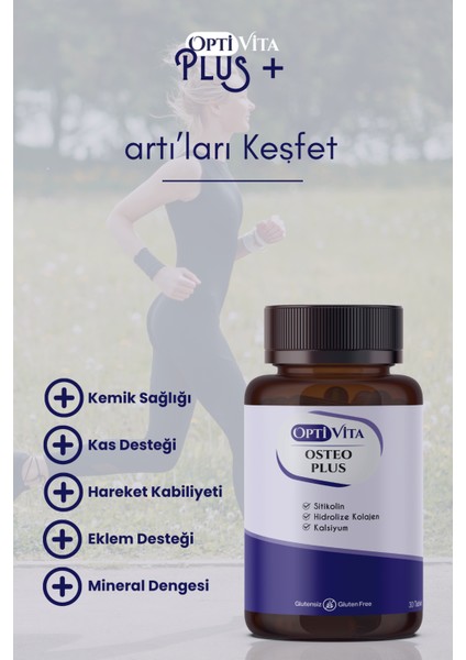 Osteo Plus 30 Tablet Kalsiyum Magnezyum Sitikolin Kollajen Çinko D Vitamini Çinko Bakır Selenyum indirimleri