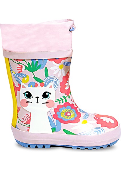 Kedi Çiçekli Kız Çocuk Pembe Yağmur Botu fırsatları