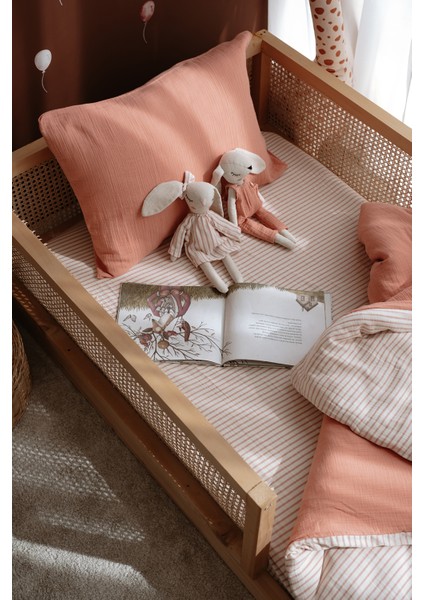 Müslin Montessori Nevresim Takımı | Line Series - Coral indirimleri