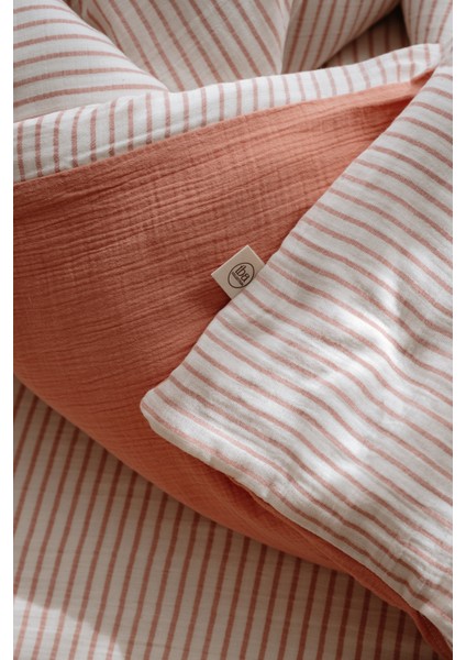 Müslin Montessori Nevresim Takımı | Line Series - Coral