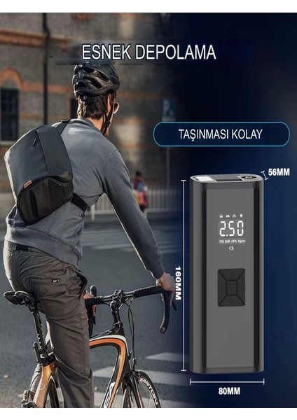150 Psı Şarjlı Hava Kompresörü 4500MAH | LCD Ekranlı Taşınabilir Lastik Şişirme Pompası fiyatları