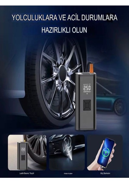 150 Psı Şarjlı Hava Kompresörü 4500MAH | LCD Ekranlı Taşınabilir Lastik Şişirme Pompası modelleri