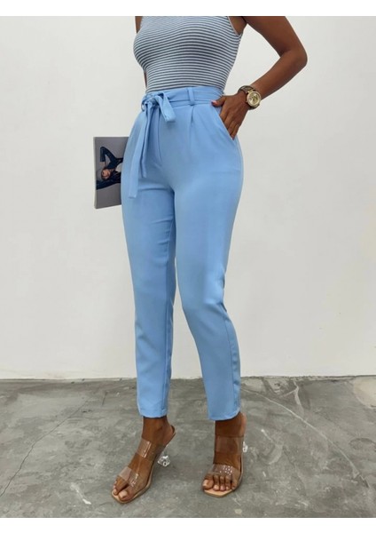 Kemerli Bilek Pantolon -Bebe Mavi