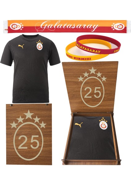 Lisanslı Puma A Takım Antrenman 5 Yıldız T-Shirt Atkı ve Bileklik Hediyelik Ahşap Kutulu