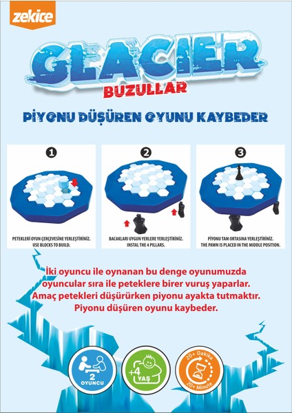 Buz Tuzağı Oyunu Buz Kırma Oyunu Glacier-Piyon Düşürme Oyunu Buz Kalesi (1 Adet) fırsatları