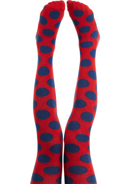 Puanlı Kız Çocuk Kırmızı Külotlu Çorap