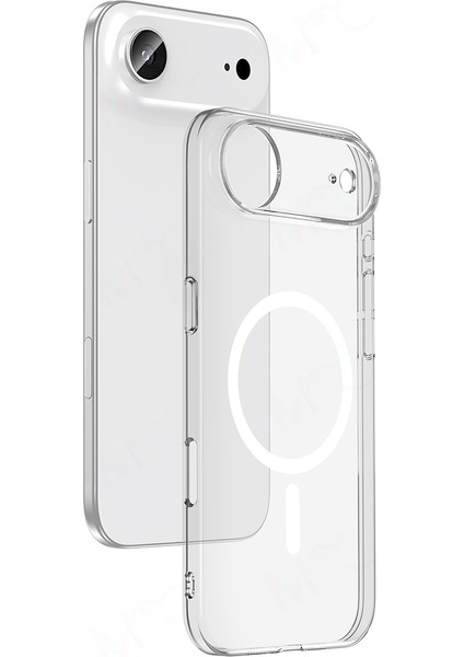 Apple iPhone 17 Air Kılıf Zore M-Safe Şarj Özellikli Şeffaf Kamera Çerçeveli Porto Kapak