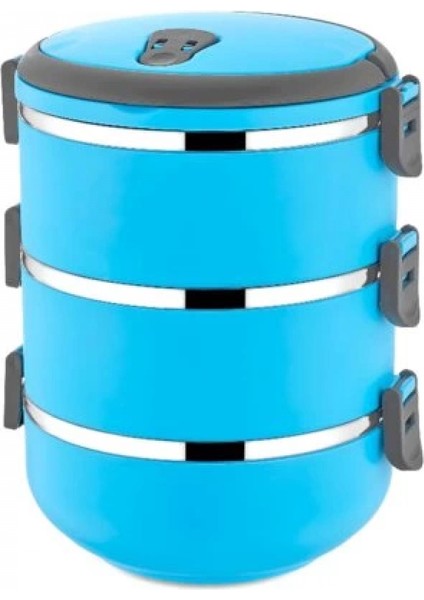 Sefer Tası Yemek Termosu Saklama Kabı Termosu 3lü - Mavi (4887)