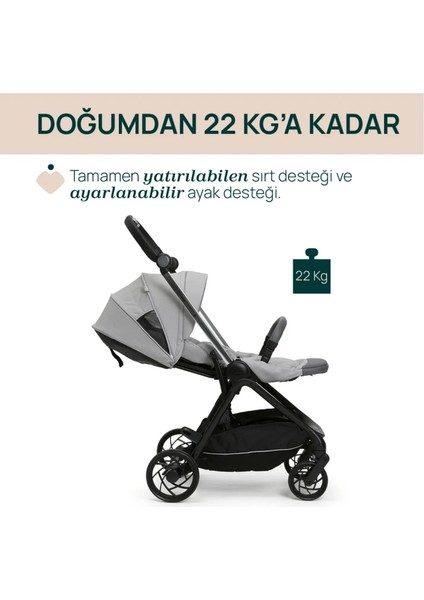ONE4EVER Lounge Çift Yönlü Kolay Katlanabilen Travel Sistem-Seyahat Sistem Bebek Arabası Sparkle Grey