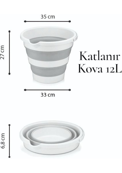 Magic Katlanır Temizlik Kovası, 12L, 33X35X27 (H)Cm