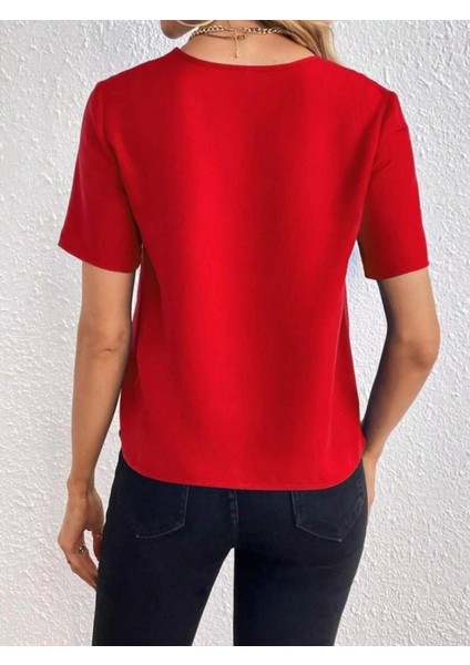 Kadın Kısa Kollu V Yakalı Ithal Krep Elbise fırsatları