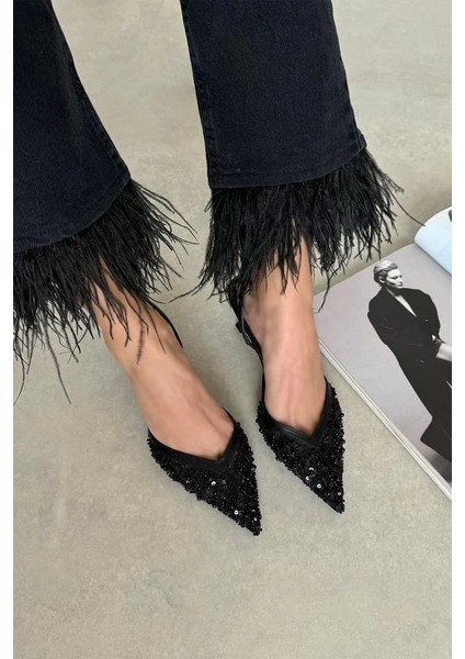 Mony Kadın Pul Detay Topuklu Ayakkabı Siyah Şık Abiye Stiletto fiyatları