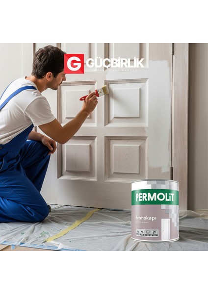 Permokapı Sentetik Amerikan Panel Kapı Boyası Beyaz Yarı Mat 0,75L - 2,5l | Yüksek Örtücülük, Sararmaya Karşı Dirençli