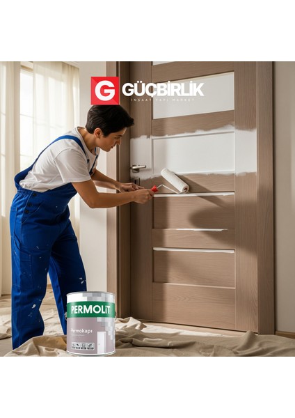 Permokapı Sentetik Amerikan Panel Kapı Boyası Beyaz Yarı Mat 0,75L - 2,5l | Yüksek Örtücülük, Sararmaya Karşı Dirençli