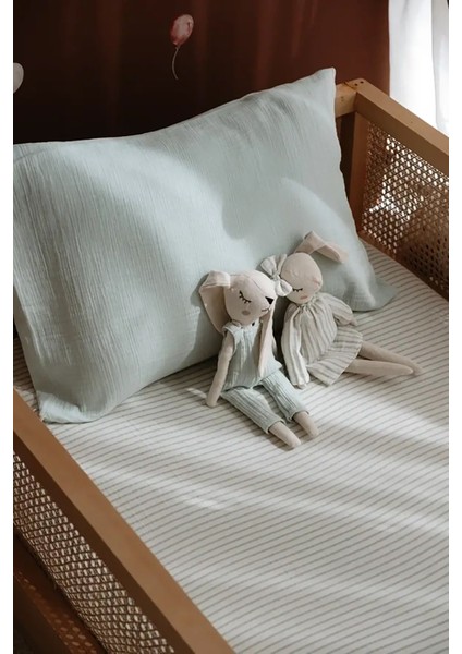 Tek Kişilik Müslin Lastikli Çarşaf Seti | Line Series - Blue