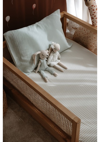 Tek Kişilik Müslin Lastikli Çarşaf Seti | Line Series - Blue modelleri