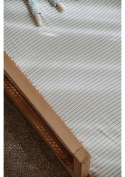 Tek Kişilik Müslin Lastikli Çarşaf Seti | Line Series - Blue fırsatları