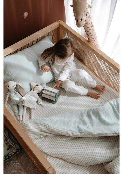 Tek Kişilik Müslin Lastikli Çarşaf Seti | Line Series - Blue indirimleri