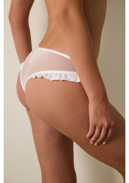 Kırık Beyaz Broderi Çiçek Desenli Gelin Brazilian Külot fiyatları