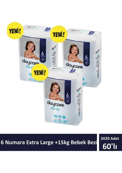 Extra Large 6 Numara +15 kg Bebek Bezi 3X20 60 Adet