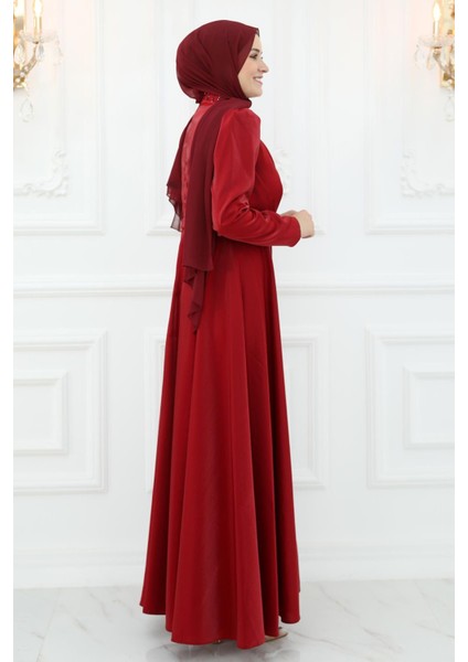 Armağan Saten Abiye Bordo modelleri