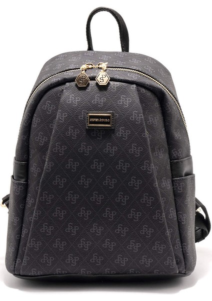 Kadın 926-45721 Sılver Polo Sırt Çantası M178 Siyah-Mat Siyah