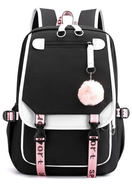 Büyük Kapasiteli Öğrenci Okul Çantası - Siyah (Yurt Dışından)