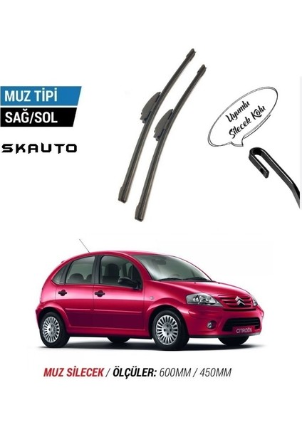 Citroen C3 Ön Cam Muz Silecek Takımı (2002-2009)