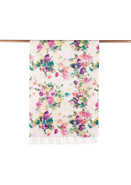 Ipekevi Gül Bahçesi Desenli Şal 02394 Ekru - Yeşil fiyatları