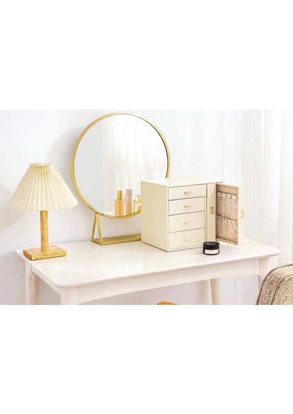 Dışı Deri Içi Kadife 6 Çekmeceli Takı Bijuteri Mücevher Kutusu Organizer Düzenleyici Krem Ithal Ürün fiyatları