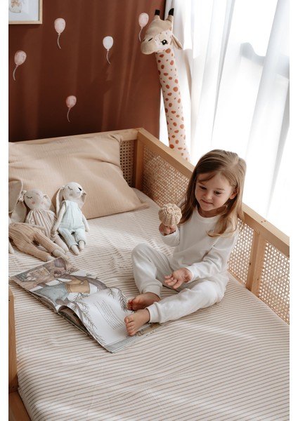 Tek Kişilik Müslin Lastikli Çarşaf Seti | Line Series - Beige fırsatları