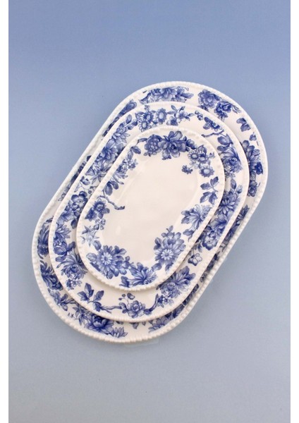 Inci Serisi Blue Blanc 3 Boy Porselen Kayık Tabak fiyatları