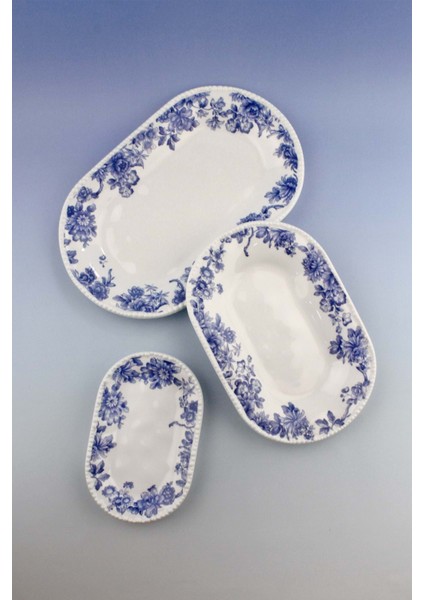 Inci Serisi Blue Blanc 3 Boy Porselen Kayık Tabak modelleri