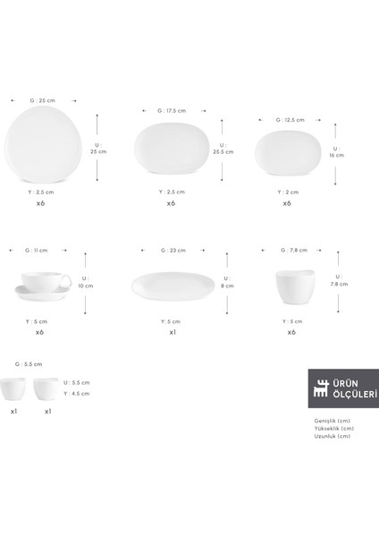 Stream Bone Middle 34 Parça 6 Kişilik Kahvaltı Takımı Beyaz fiyatları