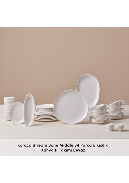 Stream Bone Middle 34 Parça 6 Kişilik Kahvaltı Takımı Beyaz modelleri