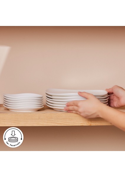 Stream Bone Middle 34 Parça 6 Kişilik Kahvaltı Takımı Beyaz