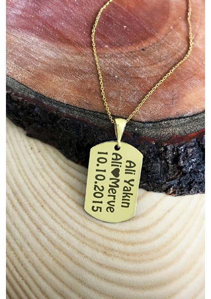 Gümüş Plaka İsimli Tarihli Bayan Kolye