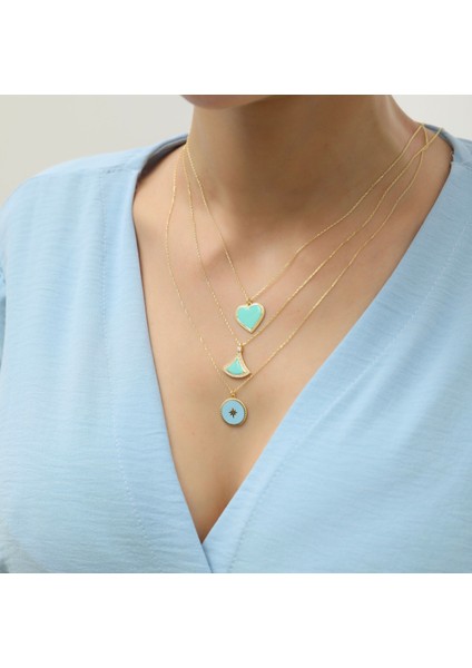 14 Ayar Altın Yeşil Mineli Art Deco Kolye modelleri